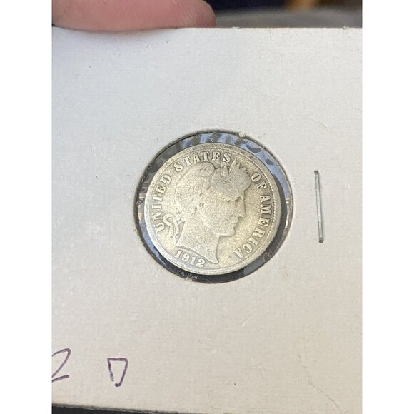 1912 D Barber Dime    VERY GOOD + Cardboard Protector - Picture 3 of 7
